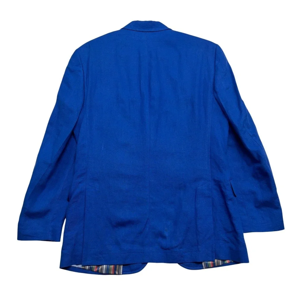 Sean John 38S Royal Blue 100% Linen Blazer Jacket Sport Suit Coat Soft Shoulder